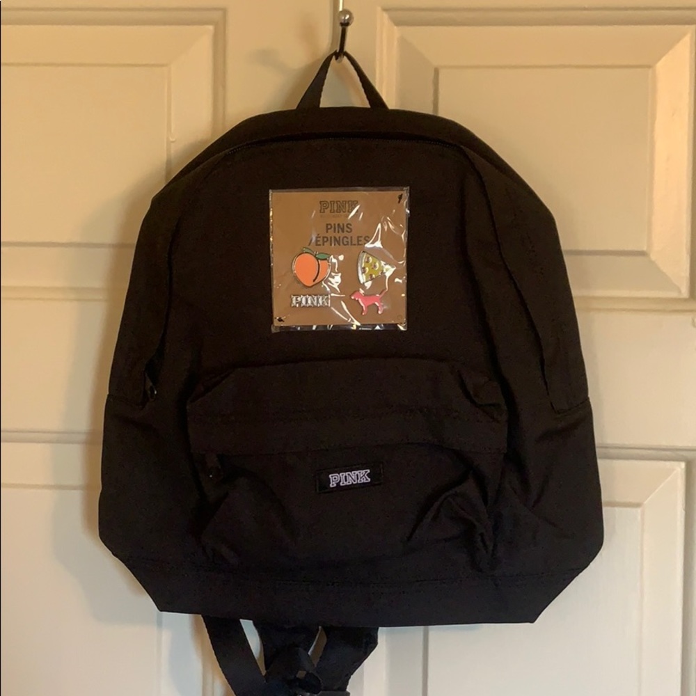 PINK mini backpack with pins